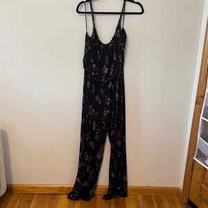 Kaileigh Black and Pink Floral Jumpsuit